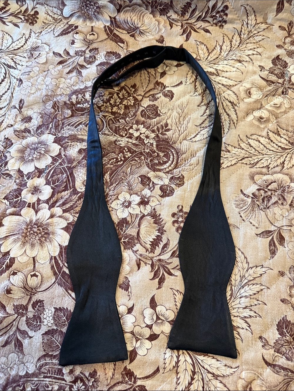 Adjustable Black Satin Self-Tie Bow Tie